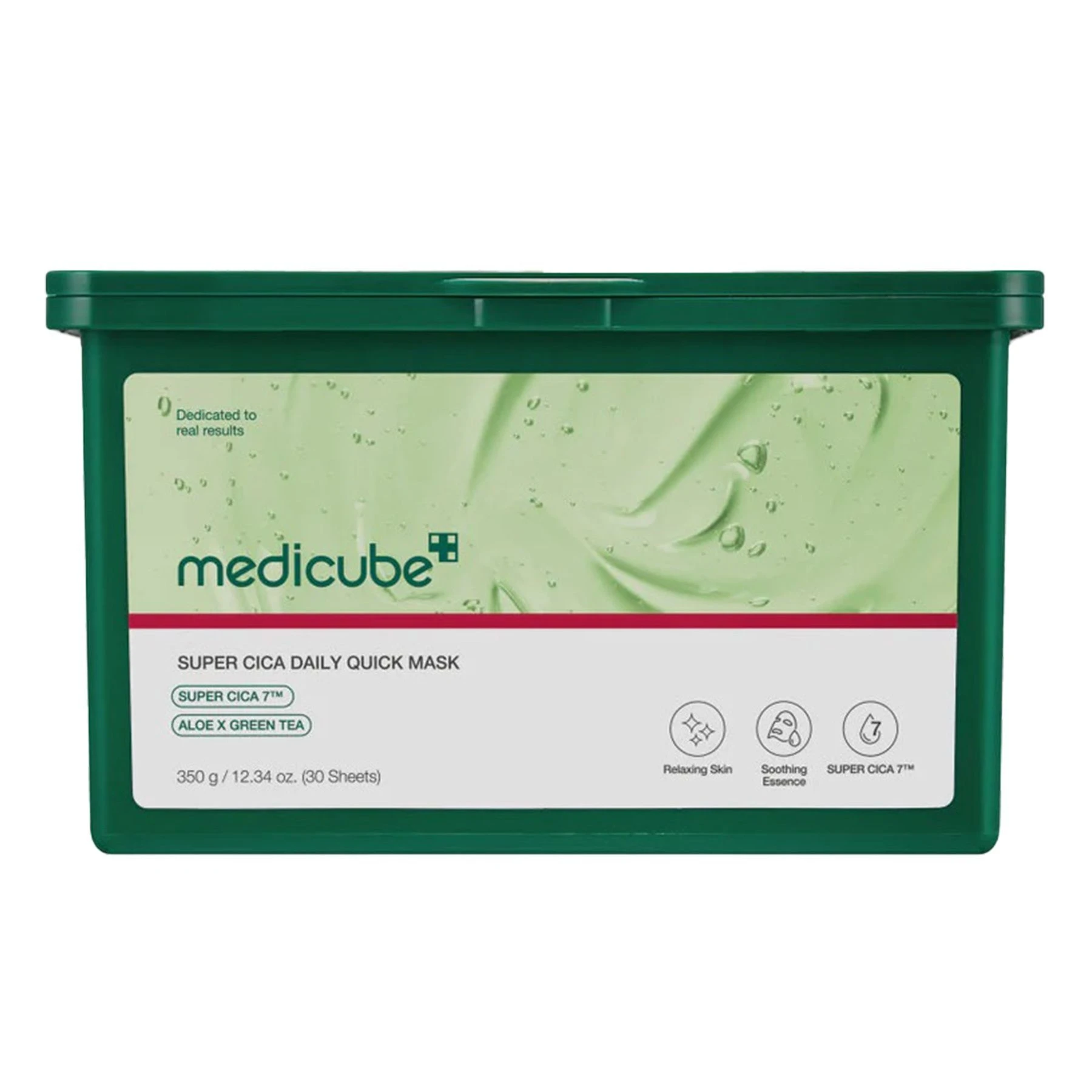 Набір заспокійливих масок з центелою, алое та зеленим чаєм Medicube Super Cica Daily Quick Mask, 30 шт