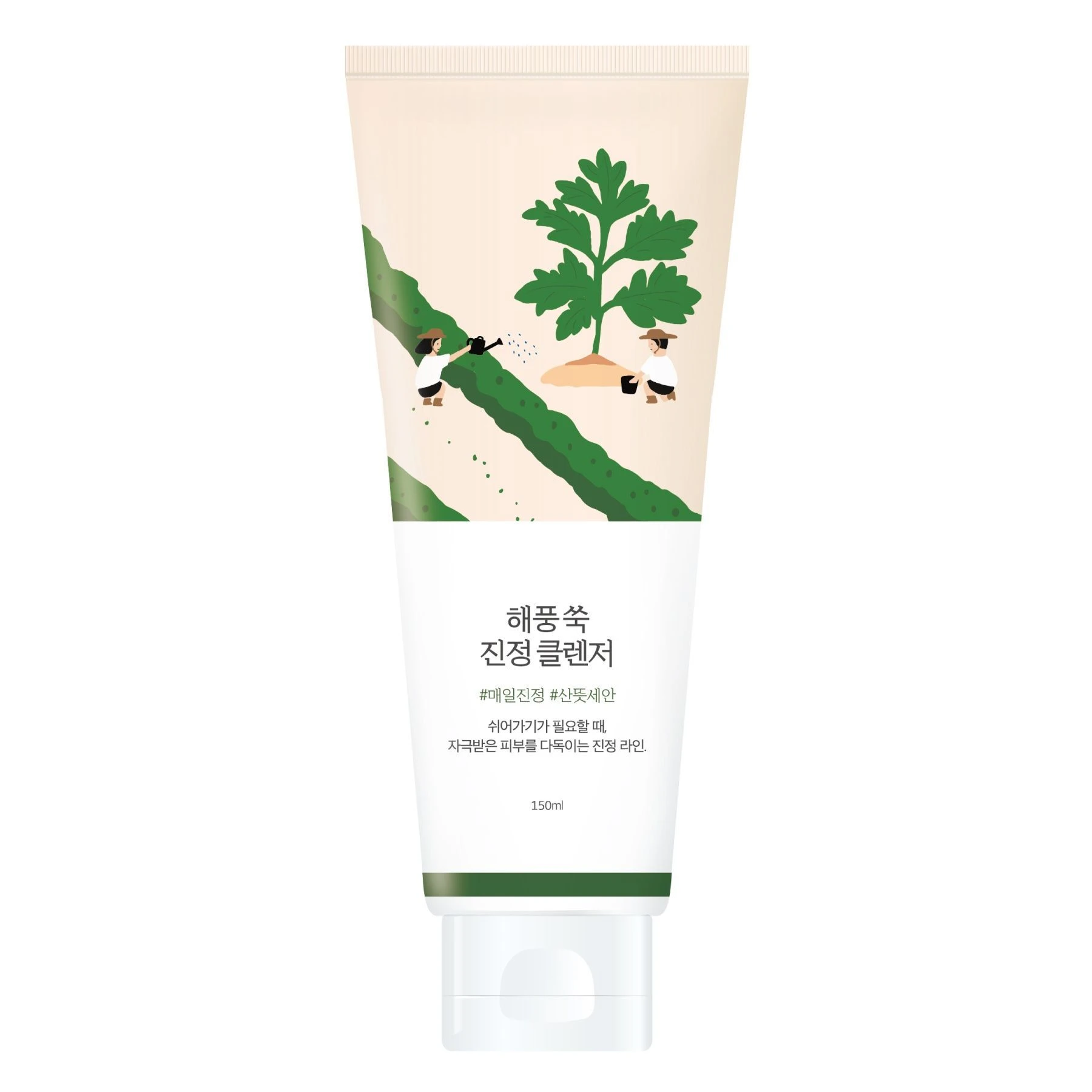 Заспокійлива очищуюча пінка з морським полином ROUND LAB Mugwort Calming Cleanser, 150 мл