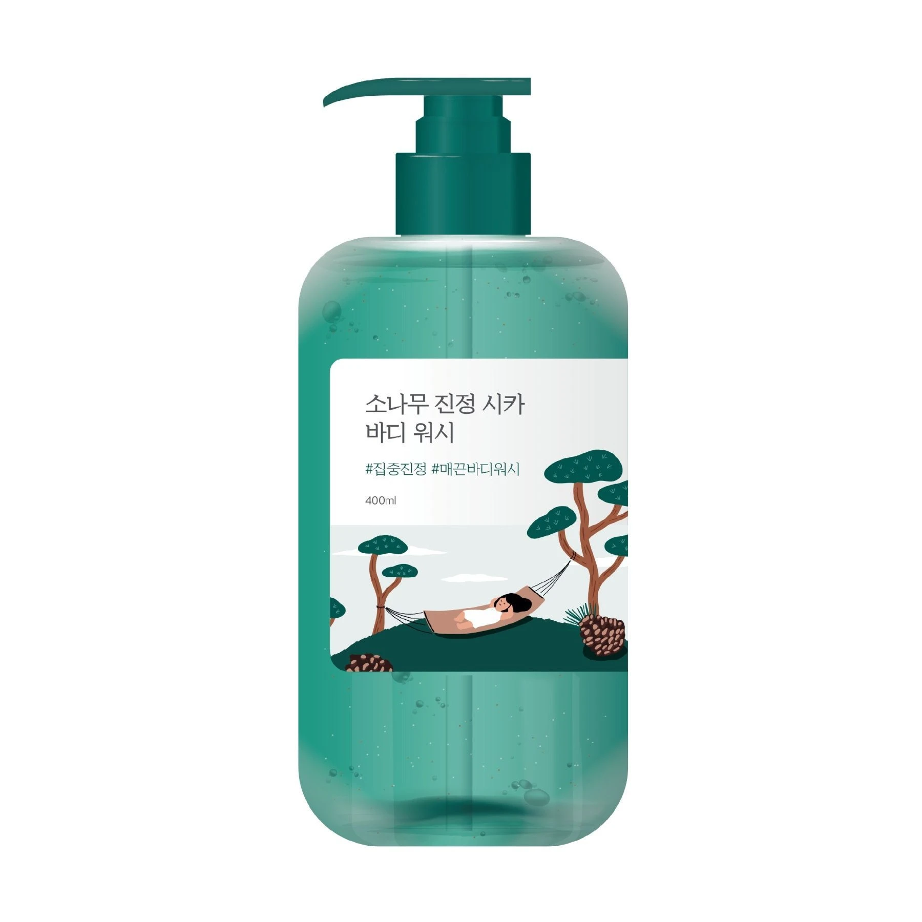 Заспокійливий гель для душу з екстрактом голок сосни ROUND LAB Pine Calming Cica Body Wash, 400 мл