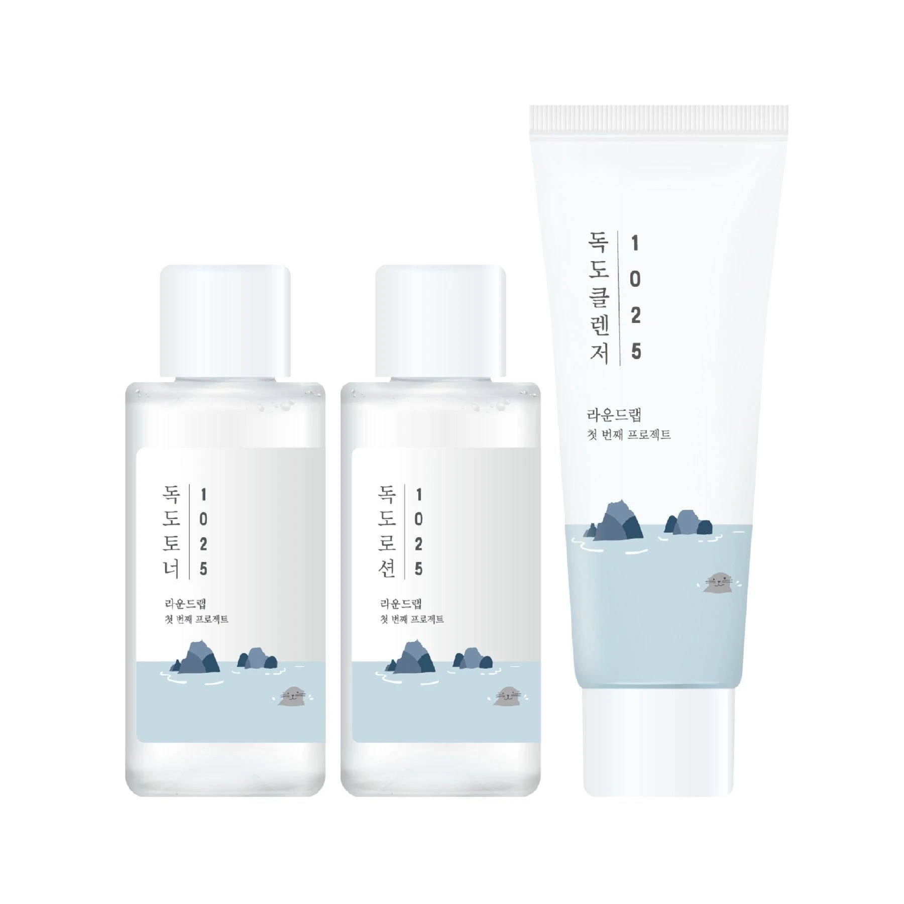 Набір мініатюр зволожуючих засобів ROUND LAB 1025 Dokdo On The Go Kit, 3 в 1