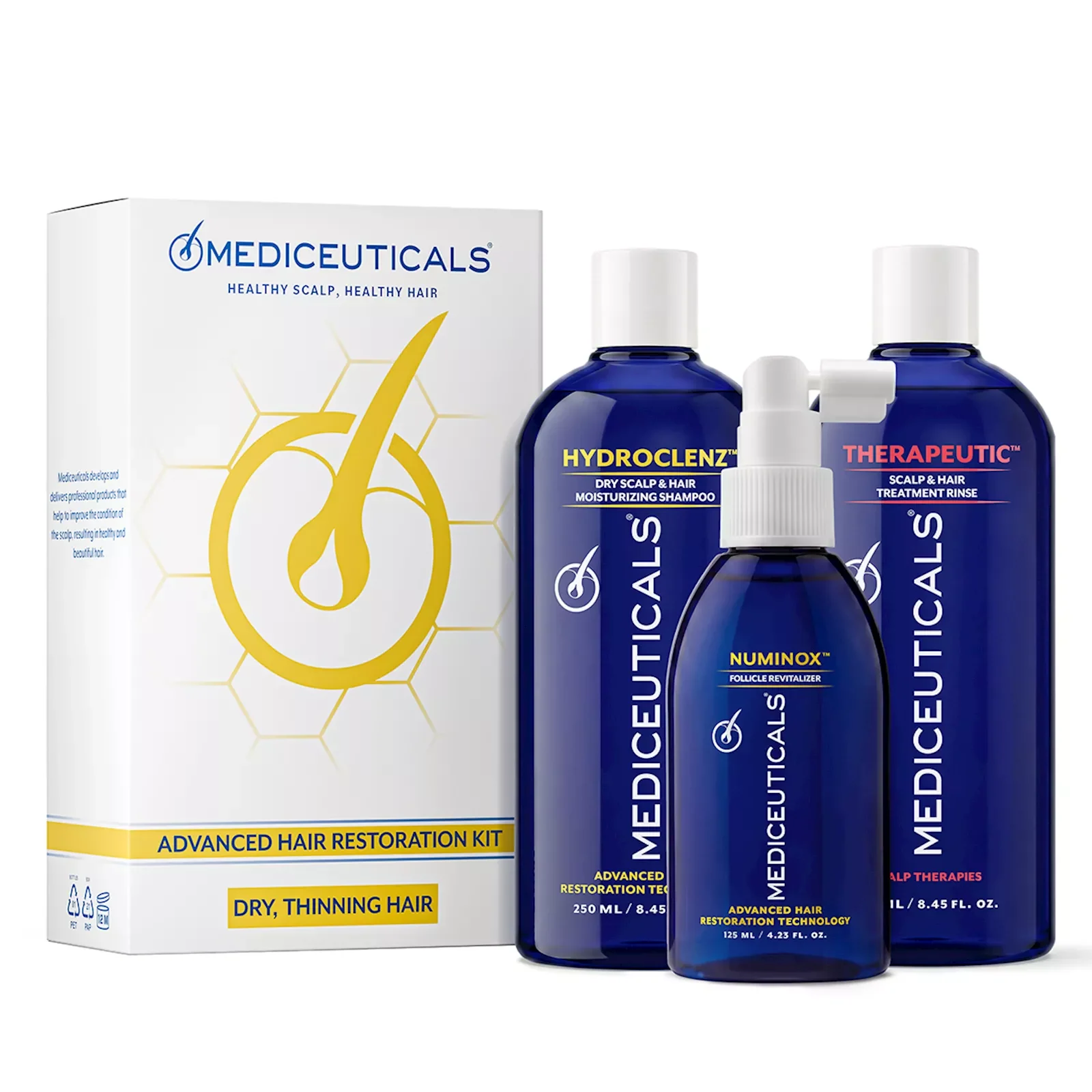 Mediceuticals Advanced Hair Restoration Kit - Набір для стимулювання росту волосся, сухе волосся, 3 в 1